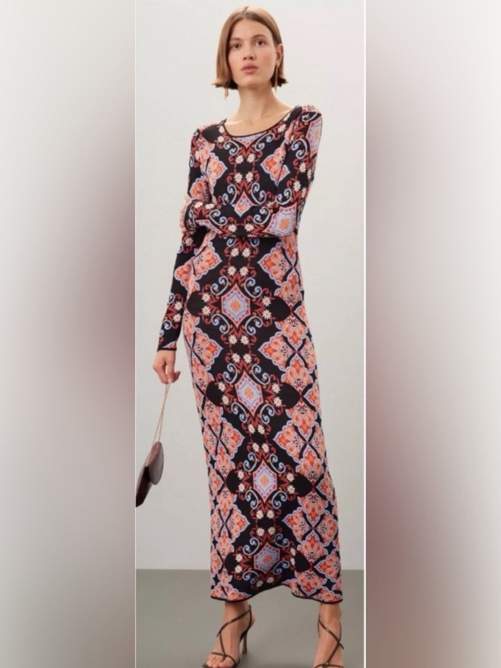 Cara Cara New York Rianna Paisley Knit Maxi Dress Black Size M